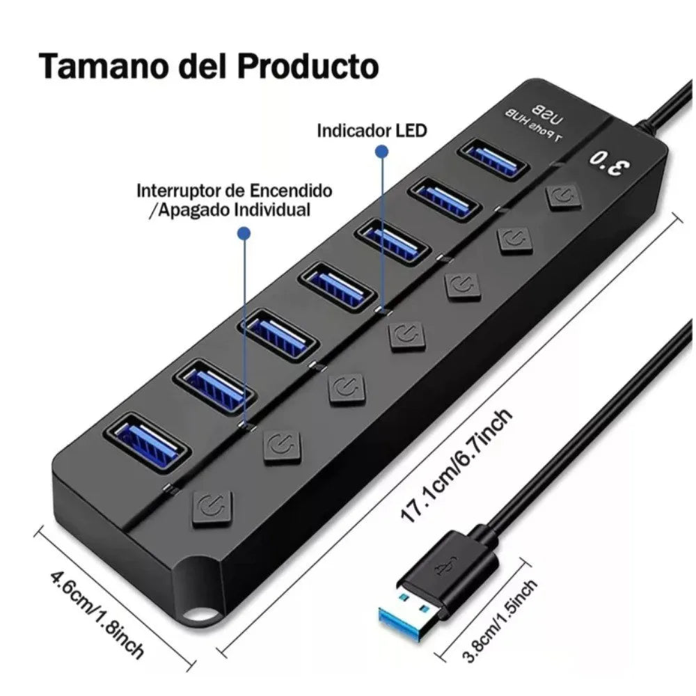 Adaptador Multipuerto Usb 7 En 1 Hub Usb