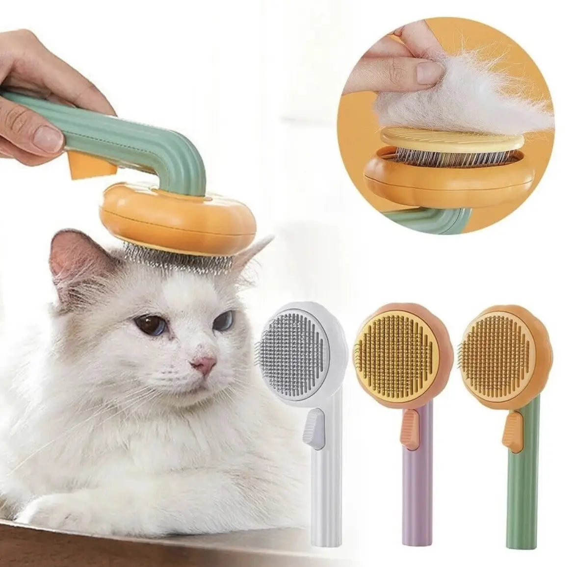 Cepillo Removedor de Pelo para Gato y Perro | Antinudos, Cerdas de Acero, Fácil Limpieza