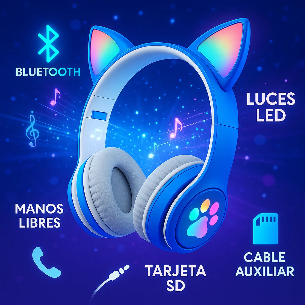 Diadema STN28 con Orejas de Gato LED