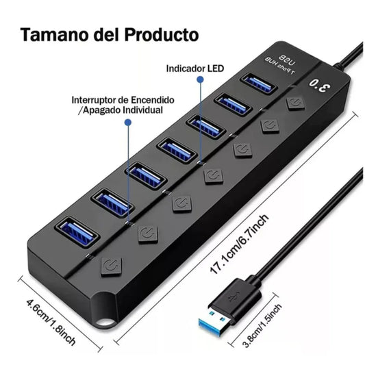 Adaptador Multipuerto Usb 7 En 1 Hub Usb