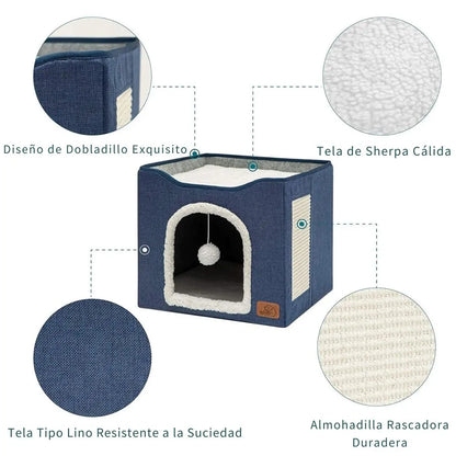 Cama Plegable para Gatos con Cojín Suave | Compacta, Cómoda y Lavable