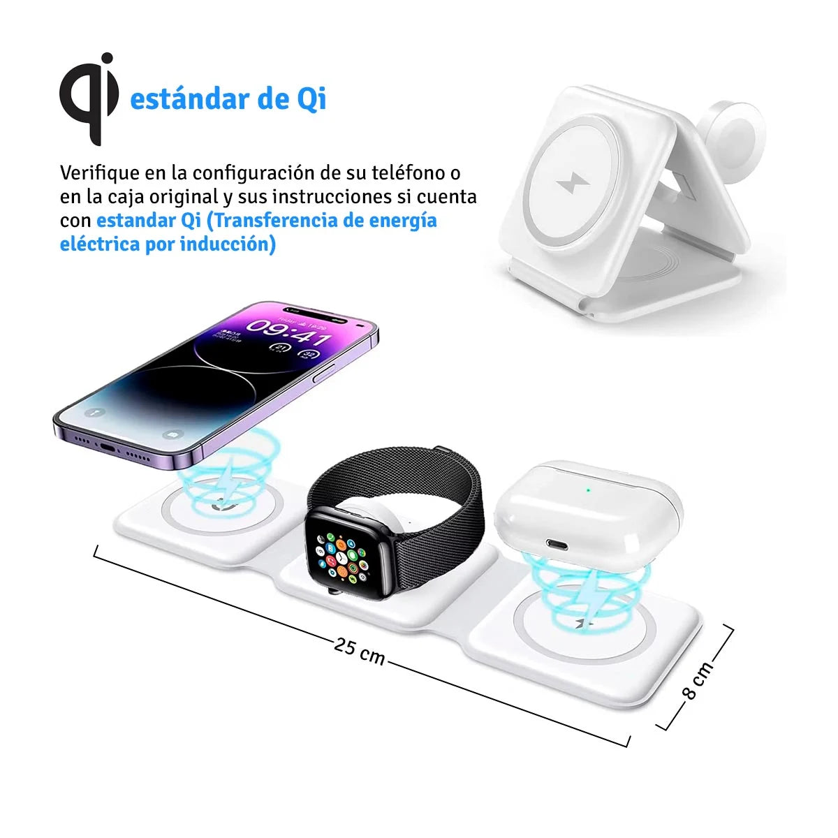 Cargador Inalámbrico 3 En 1