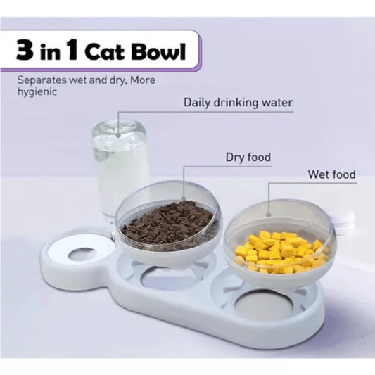 Dispensador Automático de Agua y Comida para Mascotas | 3 en 1 Gatos y Perros