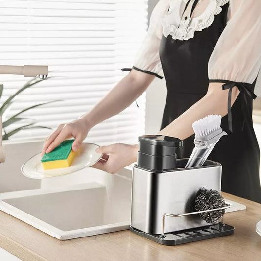 Dispensador De Jabón De Cocina y Soporte de Fregadero Acero inoxidable