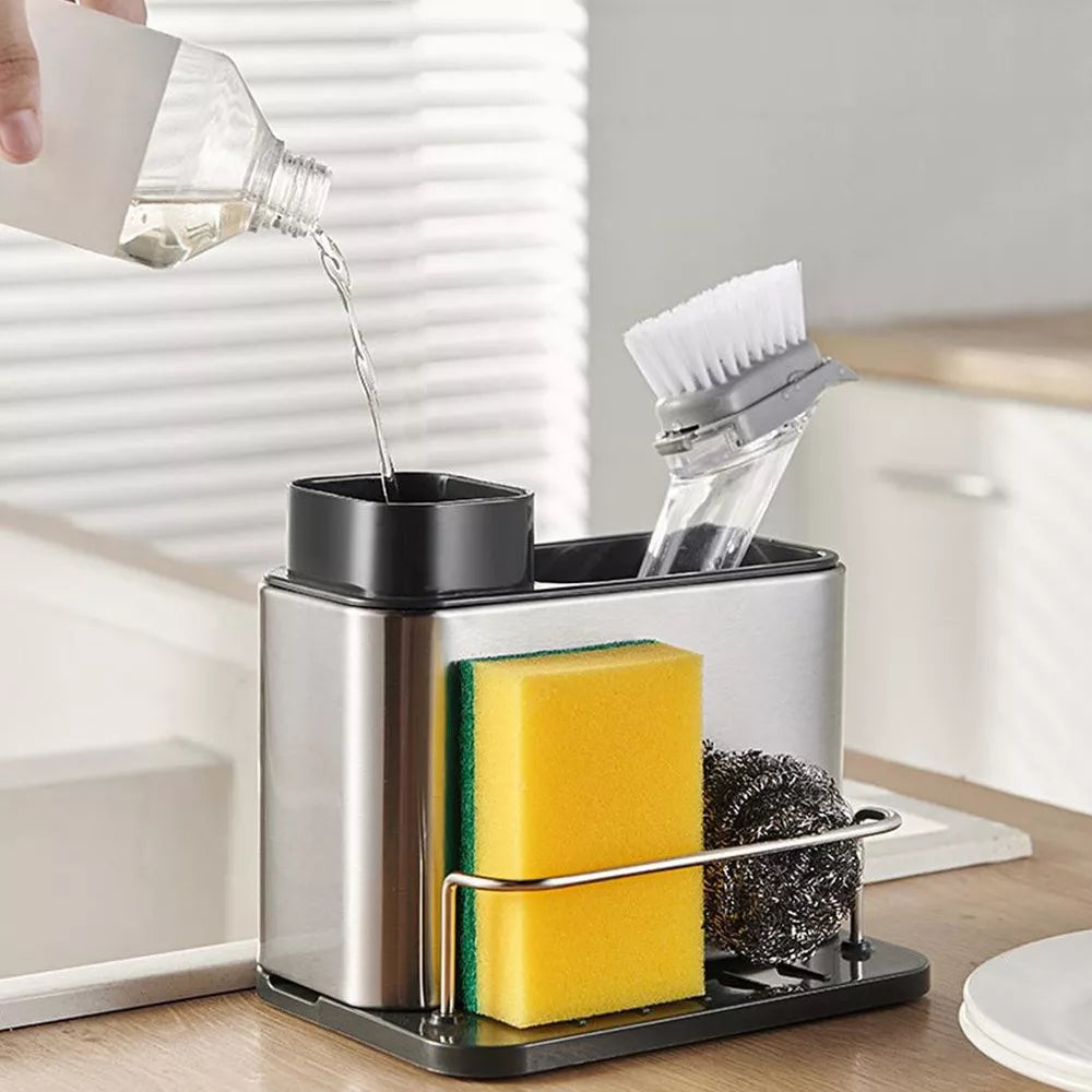 Dispensador De Jabón De Cocina y Soporte de Fregadero Acero inoxidable