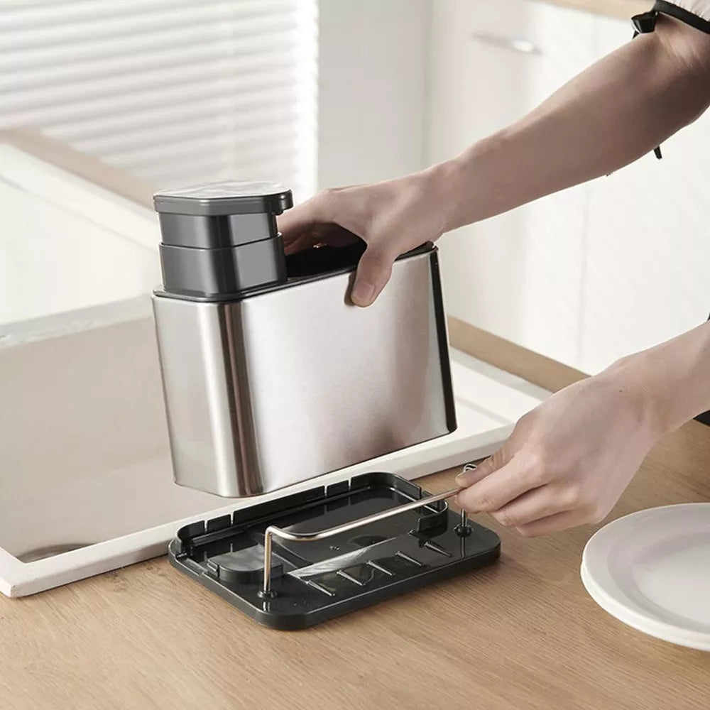 Dispensador De Jabón De Cocina y Soporte de Fregadero Acero inoxidable