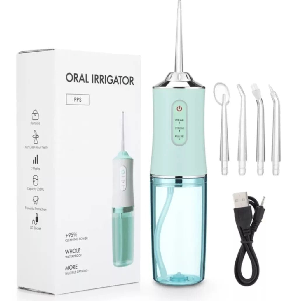Irrigador Oral Portátil con 5 Boquillas y 3 Modos de Limpieza
